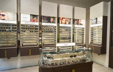 Glasses on display at Boots Opticians