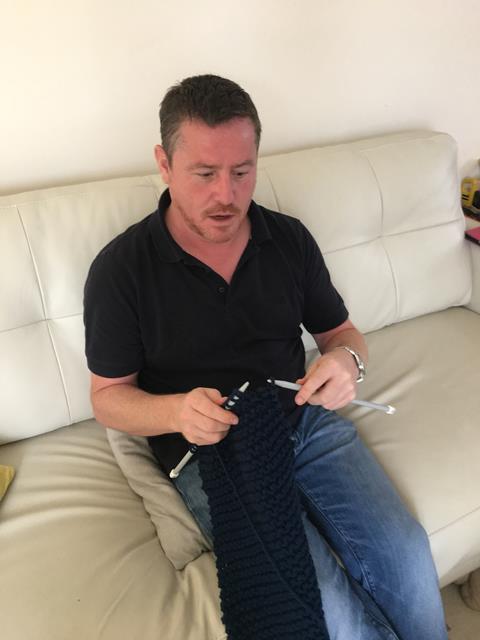 John Colley knitting