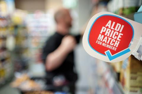 Co-op x Aldi price match label in store