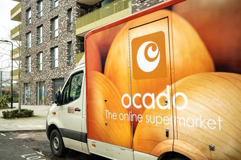 Ocado delivery van parked