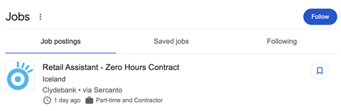 Iceland job advert online - screenshot