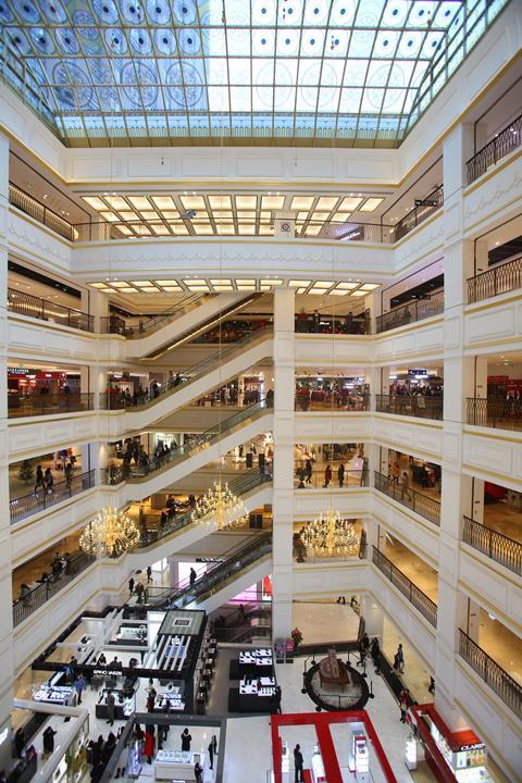 The giant escalator at House of Fraser's first store in China