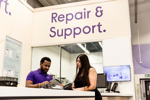 Repair and support station at Currys store
