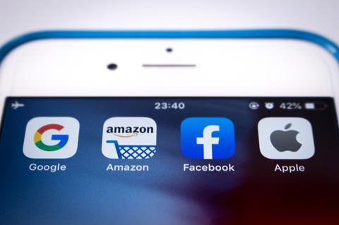 Google Amazon Facebook Apple apps on smartphone