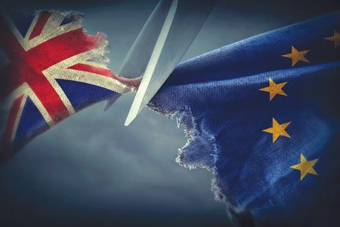 Brexit graphic with European and UK flags