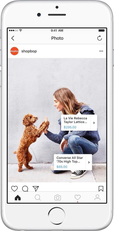 Instagram shopping example from us roll out