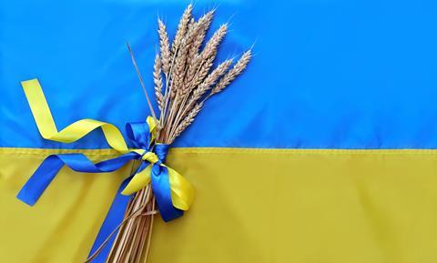 Ukraine flag with wheatsheaf