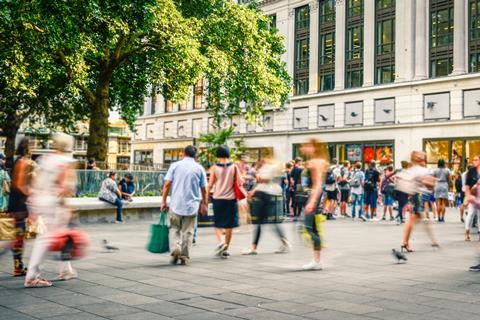 Shoppers on a busy day on the high street