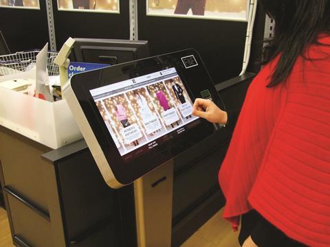Tesco is trialling in-store kiosks which allow customers to order items from its F+F clothing range
