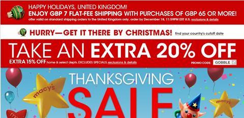 Macy's is offering UK shoppers a 20% Black Friday discount