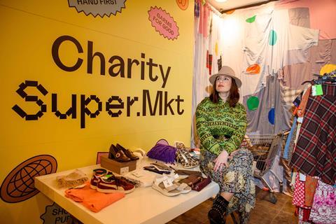 Photographer-Credit-to-Jannine-Newman.-Charity-Super.Mkt-at-Brent-Cross,-branded-hoarding-and-accessories-table