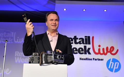 Dixons Carphone chief Sebastian James ran through the history of products sold by Currys and Carphone Warehouse during his Retail Week Live presentation
