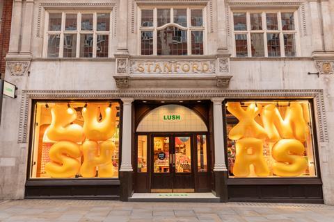 Exterior of Lush pop-up store at Covent Garden