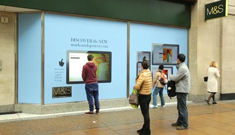 Marks & Spencer is trialling touchscreens on its store front in Marble Arch