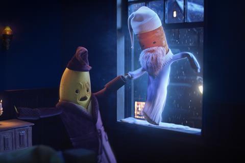 Scene from Aldi Christmas 2021 advert with Kevin the Carrot