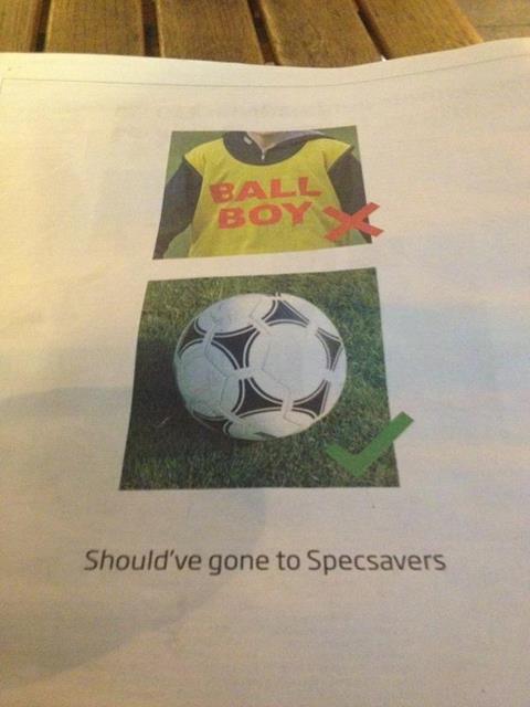 Specsavers ball boy advert