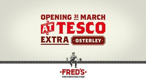An advert promoting the launch of Fred's Food Construction at Tesco