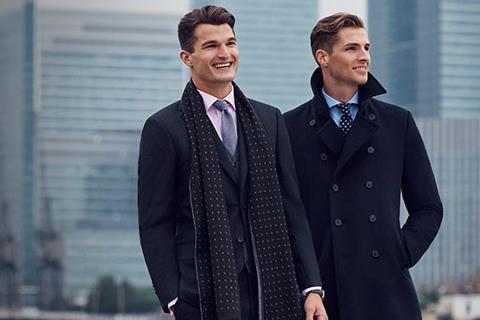 Models wearing TM Lewin coats and suits