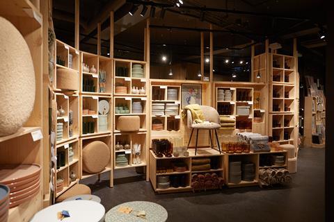 Furniture on display inside a Sostrene Grene store