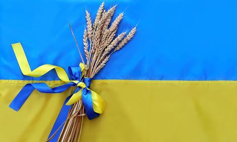 Ukrainian flag and wheat