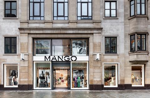 Exterior of Mango on London's Oxford Street