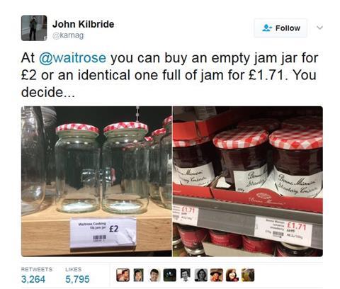 Waitrose jam jar tweet