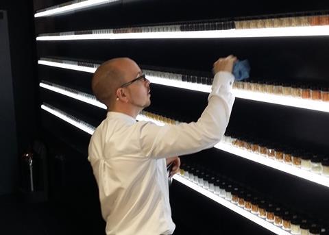 There is a choice of 64 dust samples, which customers can throw on the floor before testing one of the vacuums.