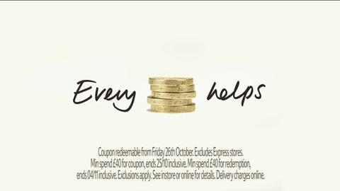 Tesco’s ad for it’s £5-off voucher makes use of the Every Little Helps strapline