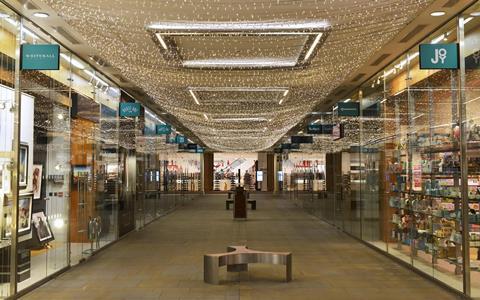 Empty Christmas shopping centre