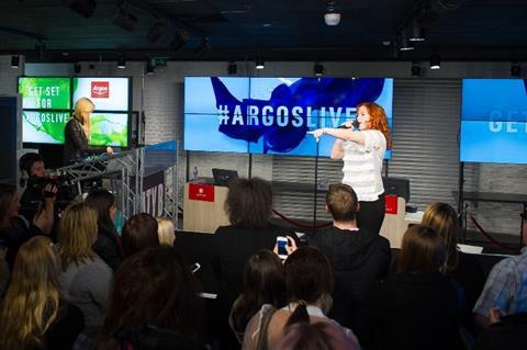 Katy B performs at Argos' Old Street store