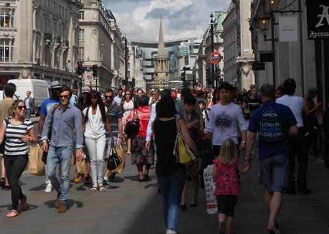 Retail footfall reached its highest level of 2015 so far during May as Britain’s high streets continued to “build momentum”.