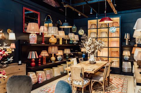 Lamps on display at Oka Redbrick Mill store