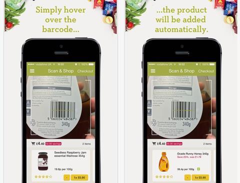 Ocado's Scan and Shop app lets customers scan barcodes at home to add products to their basket