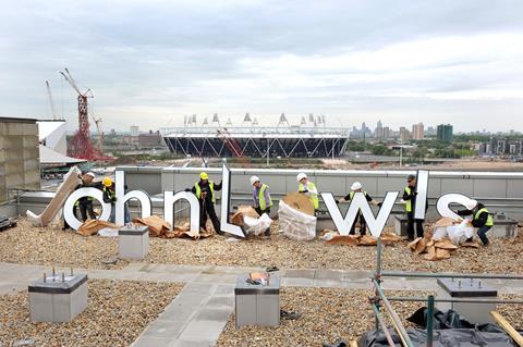 John Lewis unwrapped and hoisted the sign for its Westfield Stratford City store this week.