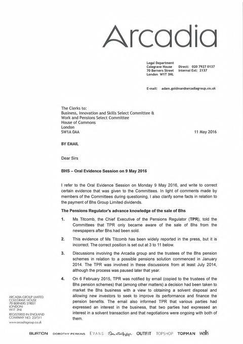 BHS letter 1