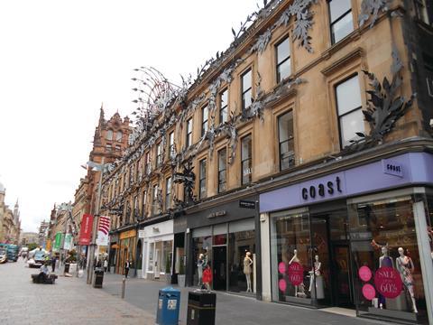 The number of empty shops on Scotland’s high streets has fallen in the past year