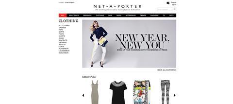 Net-a-Porter’s website offers a mix of editorial content and ecommerce