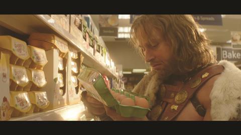 Tesco’s ad features a Viking selecting products for an online customer