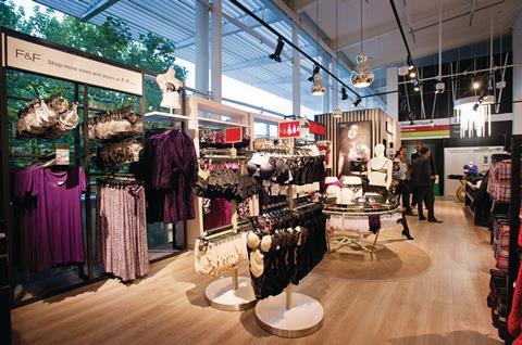 The F&F offer includes womenswear, menswear, kidswear and lingerie. It is available in 450 UK stores and 1,800 international stores in 23 countries, including Saudi Arabia, China and Poland.