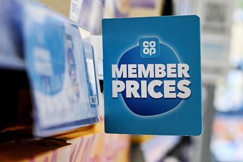 Co-op member prices sign