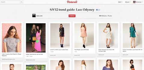 Online fashion giant Asos has created several boards to highlight current trends and collections.