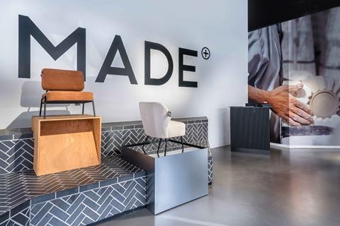 Interior of Made showroom showing furniture and branding
