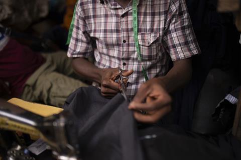 Tailor working at Kantamanto market in Accra