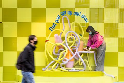 Selfridges unveiled new window displays head of retail's reopening on April 12