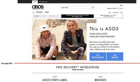 Asos homepage