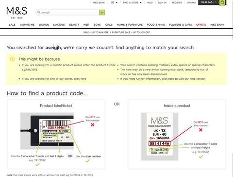 M&S.com search