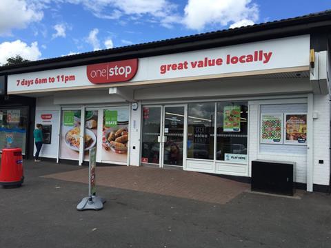 One Stop's new fascia at the Hednesford store, Staffs.