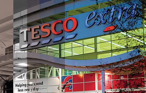 Tesco has reported a 55% slump in profit during its first half but has hailed “further improvement” in like-for-like sales during its second quarter.