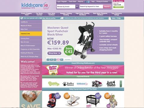 Kiddicare launched its trial site in Ireland last month with pricing in euros