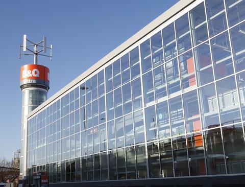 B&Q's store in New Malden uses wind turbines and solar panels on the roof as an energy source.
